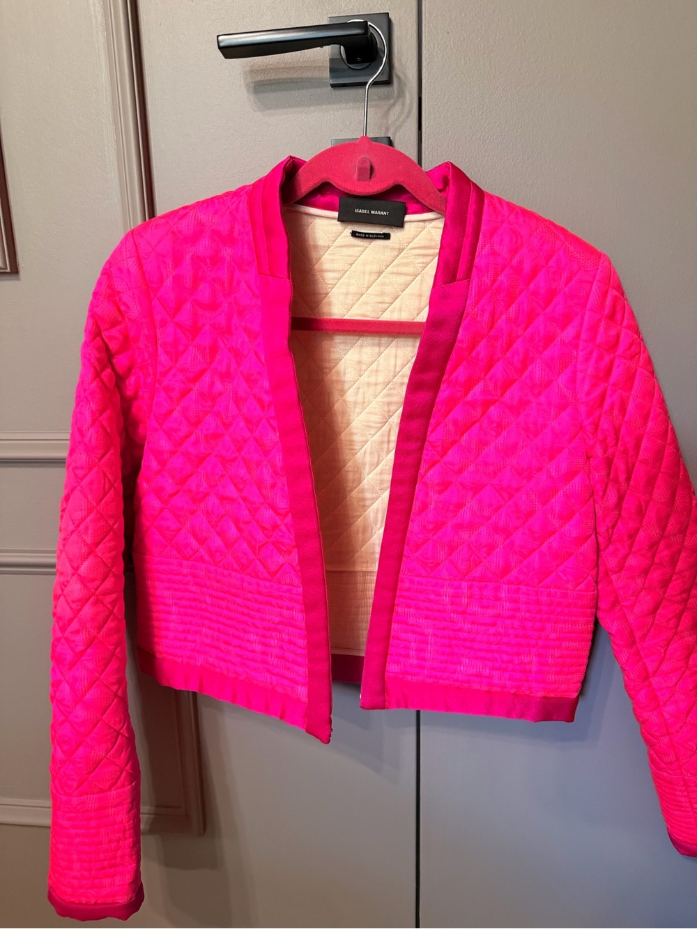 Isabel Marant Hot Pink Quilted Cropped Blazer